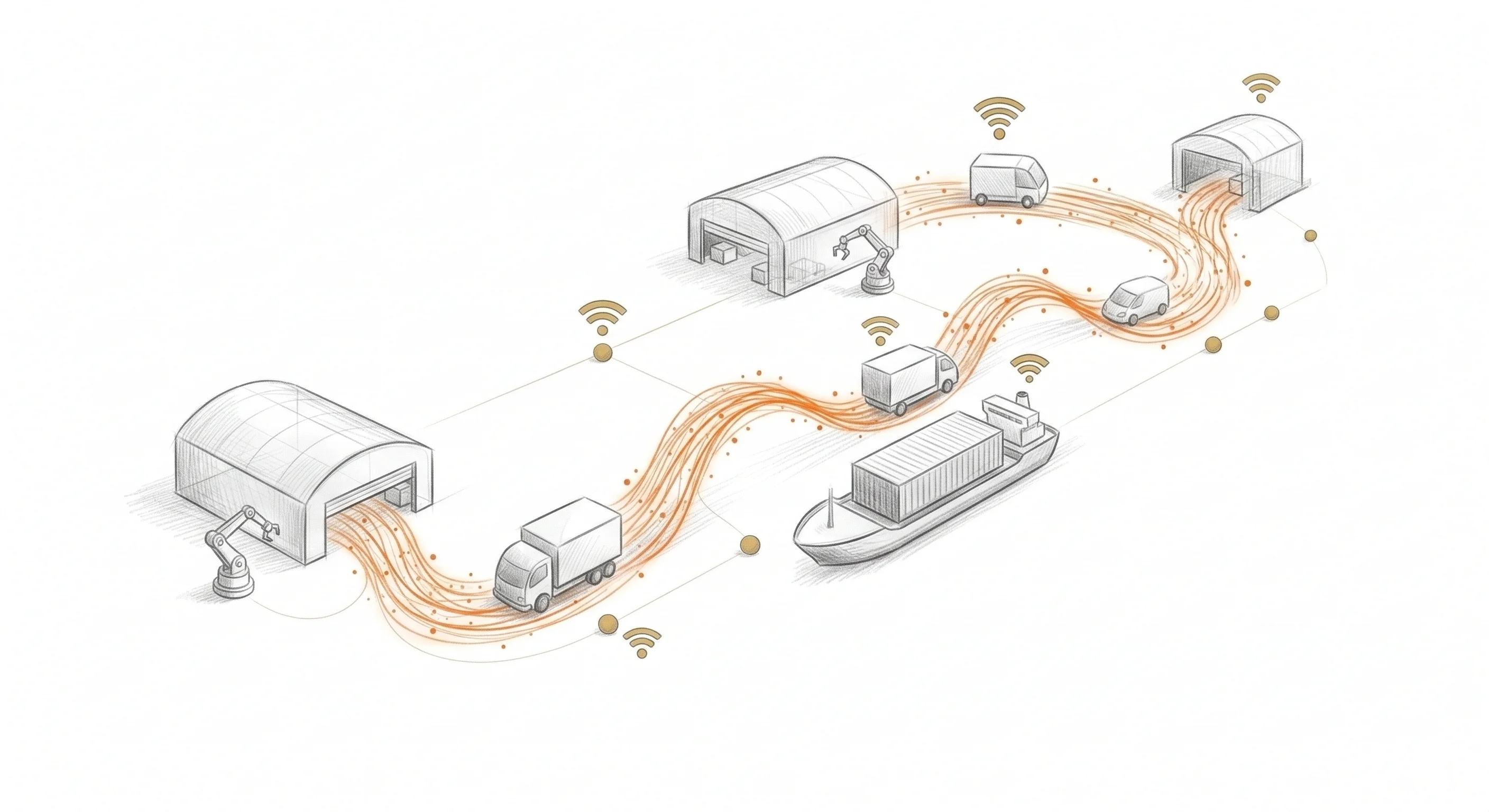 Entrepôt automatisé avec robots AMR et tableau de bord IoT en temps réel — logistique 4.0 et supply chain intelligente