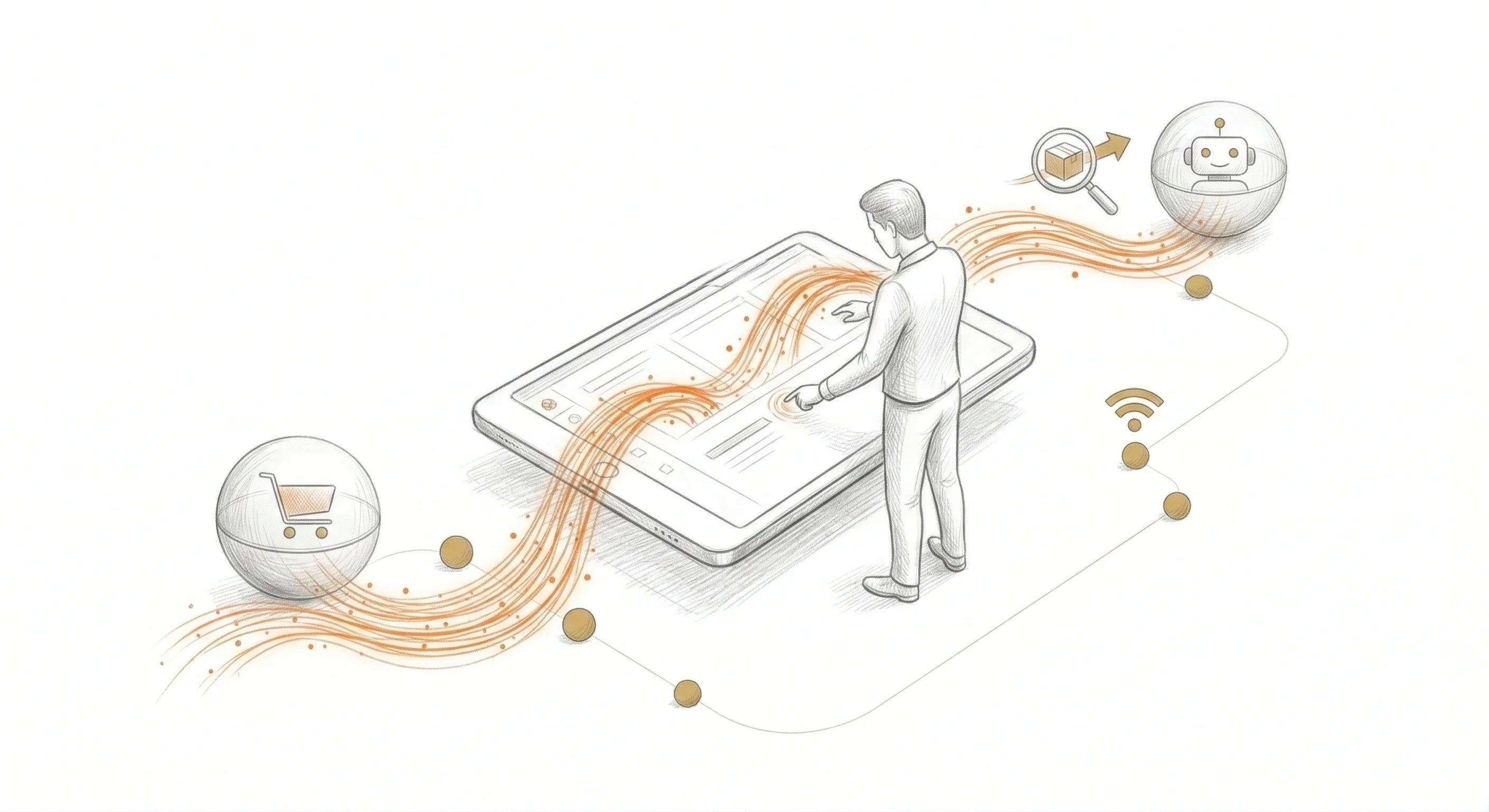 Portail self-service B2B : acheteur autonome sur interface digitale, sans commercial