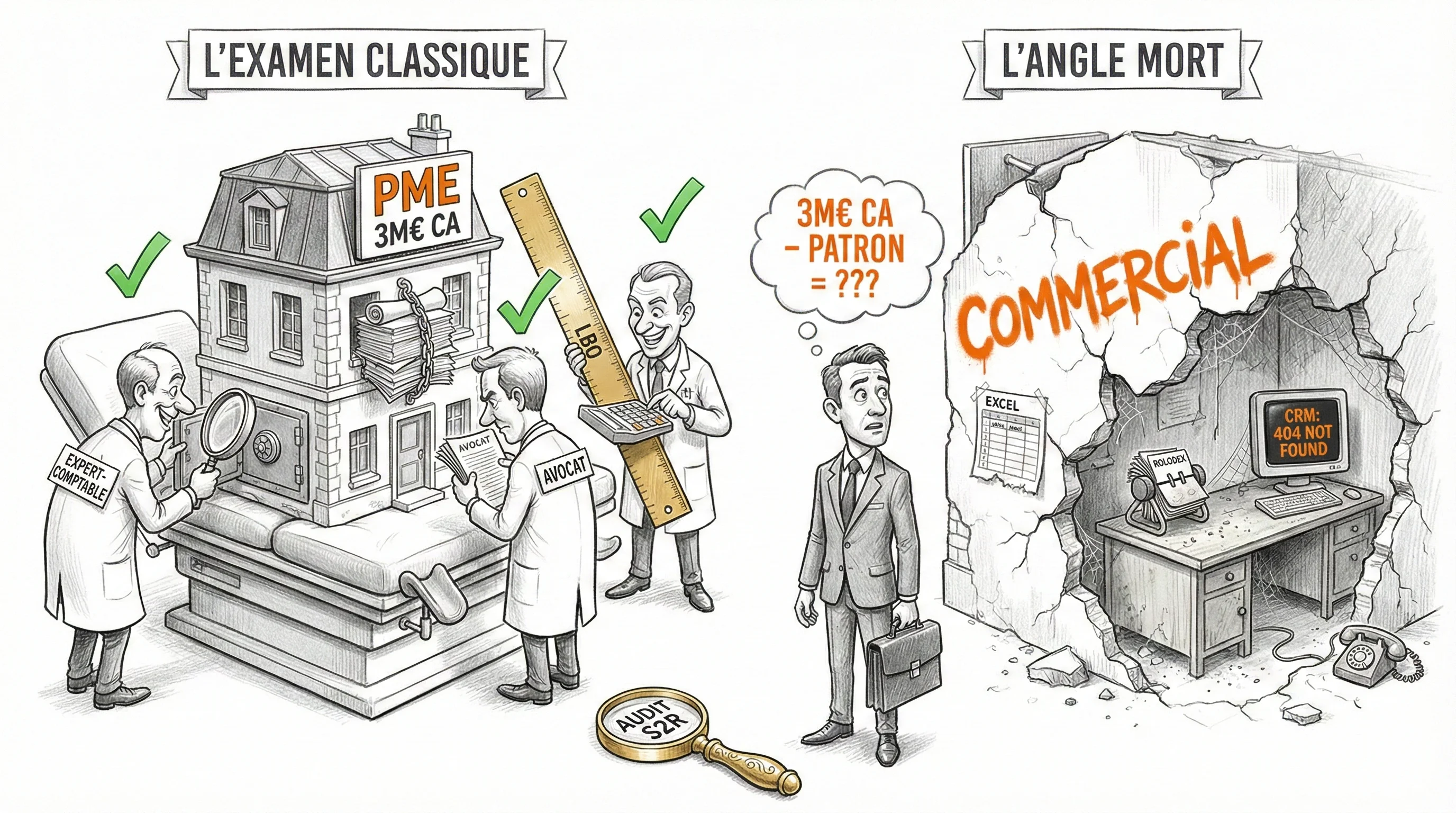 Audit commercial pour repreneur de PME, due diligence système commercial, analyse du potentiel de croissance B2B avant reprise